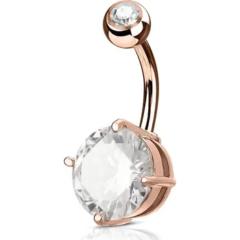 Piercing Šperky4U Zlacený piercing do pupíku, čirý kámen 10 mm - WP01029-RDC