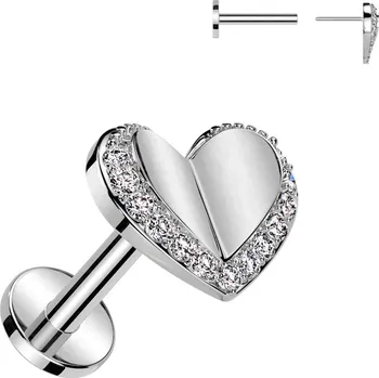 Piercing Šperky4U Piercing do brady srdce - PUSH IN labreta - LB1126