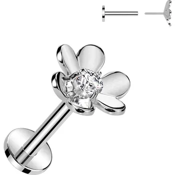 Piercing Šperky4U Piercing do brady kytička - PUSH IN labreta - LB1123