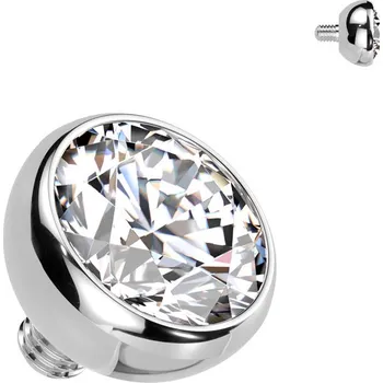 Piercing Šperky4U Náhradní kulička s kamínkem TITAN, závit 1,2 mm, 4mm, barva: čirá - TIT1584-04C