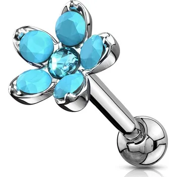 Piercing Šperky4U Cartilage piercing do ucha kytička s tyrkysy - CP1041-TQ