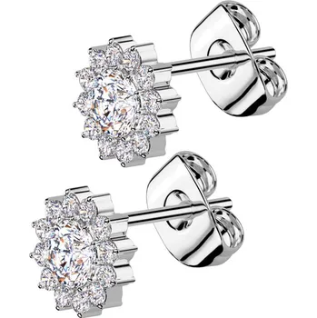 Módní doplněk Šperky4U Titanové náušnice kytičky - TIT1442