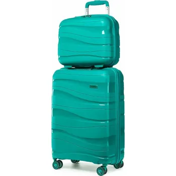 Módní doplněk KONO Cestovní sada kabinového kufru a toaletního pouzdra - tyrkysová - 39L/11L K2094L