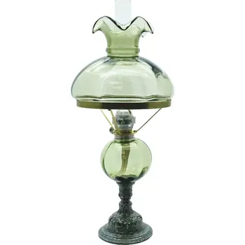 Petrolejová lampa s cínovou nohou - lesní zelená - komplet 1 | 123539