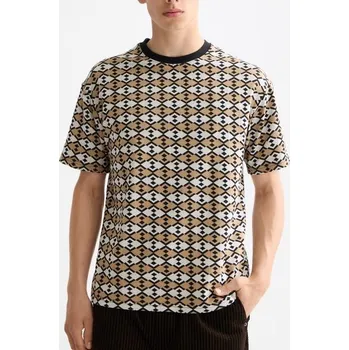 Pánské tričko Scotch & Soda Jacket — T-Shirt Diamond Micro Eggnog Aop