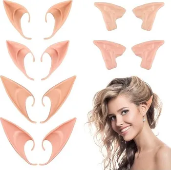 Natáčka na vlasy FainFun 6 párů elfích uší, elfí uši pro dospělé, elfí uši pro děti, elfí uši latex pro cosplay,