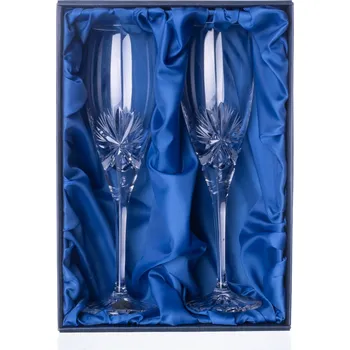 Sklenice Bohemia Crystal sada 2 broušených sklenic na šampaňské Fiona, brus Mašle