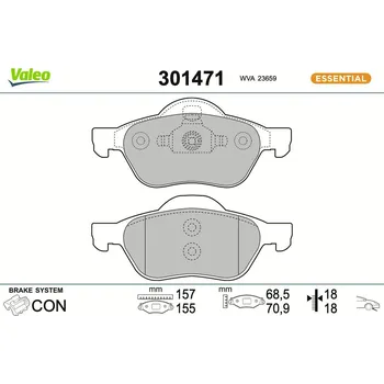 Brzdová destička Sada brzdových destiček, kotoučová brzda VALEO 301471