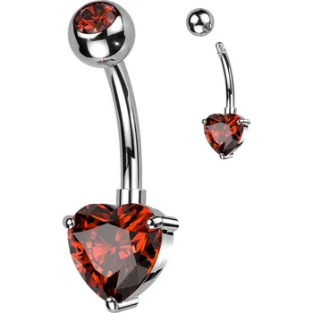 Piercing Šperky4U Piercing do pupíku se srdíčkem, barva: červená - TB004-R