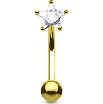 Piercing Šperky4U Zlacený piercing do obočí - zirkon, čirá barva - OB1004-GDC