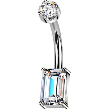 Piercing Šperky4U Luxusní piercing do pupíku s Moissanity 1.25ct, TITAN - TM004