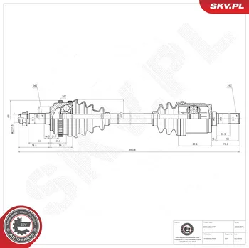 Poloosa kola Hnací hřídel - poloosa ESEN SKV 40SKV374