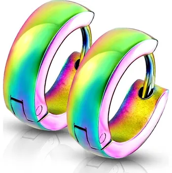 Módní doplněk Šperky4U Duhové ocelové náušnice - kroužky - OPN1088-W
