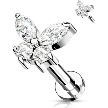 Piercing Šperky4U Labreta / helix / tragus piercing - motýlek - LB0023C-1208