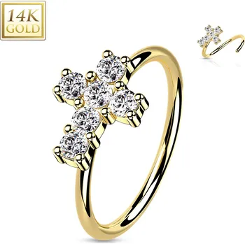 Piercing Šperky4U Zlatý piercing do nosu kruh, 0,8 x 8 mm, Au 585/1000 - ZL01225-YG