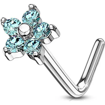 Piercing Šperky4U Zahnutý piercing do nosu - kytička - N0083-Q