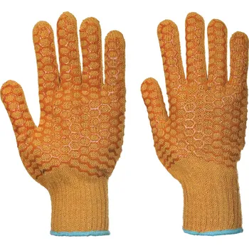 Pracovní rukavice PORTWEST CRISS CROSS A130 / Rukavice s PVC mřížkou pro pevný úchop - oranžová XL