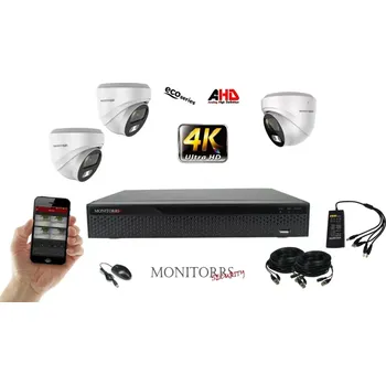 Kompletní kamerový systém Monitorrs Security 4K AHD 3 kamerový set 8 Mpix WDome (6037K3) (Monitorrs Security)