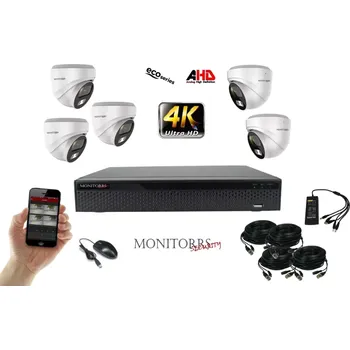 Kompletní kamerový systém Monitorrs Security 4K AHD 5 kamerový set 8 Mpix WDome (6037K5) (Monitorrs Security)
