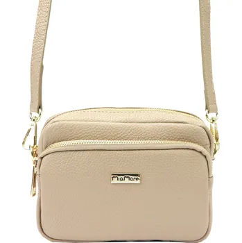 Kabelka Kožená crossbody kabelka MiaMore 01-062 světle béžová