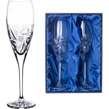 Sklenice Bohemia Crystal Bohemia Crystal sada 2 broušených sklenic na šampaňské Fiona, brus Větrník