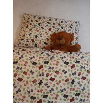 Povlečení Pro útulný domov Povlečení do postýlky Zvířátka a lístky ROZMĚR: 40 x 60 + 100 x 135 cm