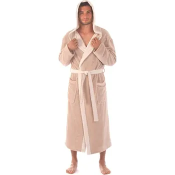 Dámský župan Unisex dlouhý savý župan s kapucí TAMPA duo oříšková - 3XL