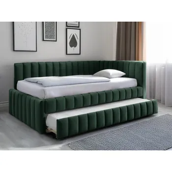 Postel AKCE Čalouněná postel COMFINO VELVET s přistýlkou 120x200 cm tmavě zelená II. jakost