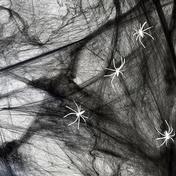 Party dekorace Umělá pavučina černá a pavouci 60g