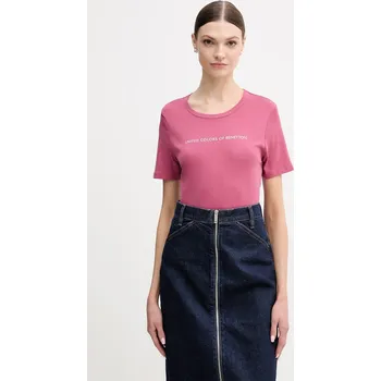 Pánské tričko Bavlněné tričko United Colors of Benetton 3GA8E16A2 růžová 30X, vel. XS