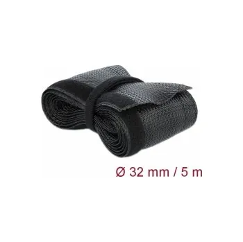 kabelová chránička Delock Pletené opláštění na suchý zip 5 m x 32 mm, černé