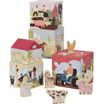 Hračka eliNeli Kostky pro děti (stohovací) - Farma (poškozená krabice)
