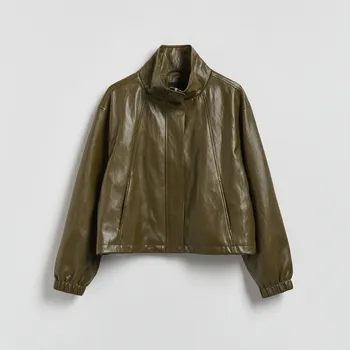 Reserved - Melanžová péřová bunda - hnědozelená - 484IA-78X - 484IA-78X-L