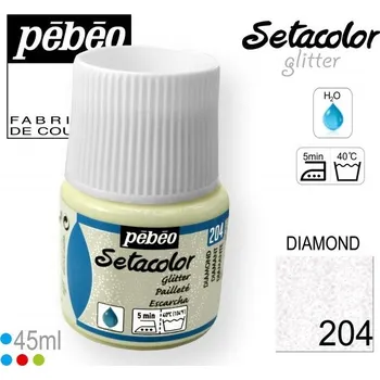 Výtvarná barva Barva na Textil SETACOLOR Glitter Pebeo. barva č. 204 DIAMOND. Balení 45ml.
