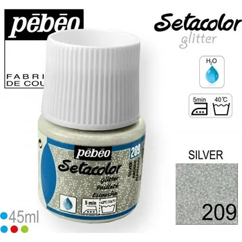 Výtvarná barva Barva na Textil SETACOLOR Glitter Pebeo. barva č. 209 SILVER. Balení 45ml.