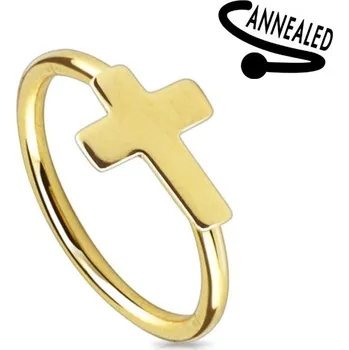 Piercing Šperky4U Piercing do nosu/ucha kruh s křížkem - N0023-GD