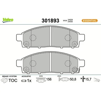 Brzdová destička Sada brzdových destiček, kotoučová brzda VALEO 301893