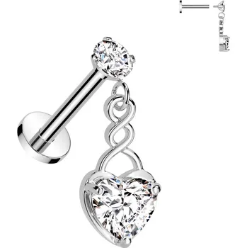 Piercing Šperky4U Labreta - piercing do brady se srdíčkem - LB050-ST