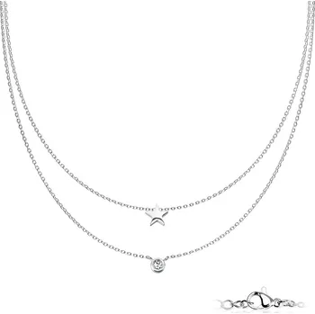 Náhrdelník Šperky4U Dvojitý ocelový náhrdelník s hvězdičkou - OPD0224-ST
