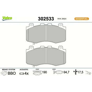 Brzdová destička Sada brzdových destiček, kotoučová brzda VALEO 302533