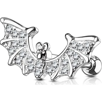 Piercing Šperky4U Cartilage piercing do ucha netopýr, čiré zirkony - CP1003-ST