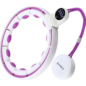 HMS Masážní hula hoop HMS HHM17 se závažím, magnety a počítadlem bílá/fialová