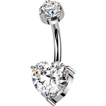 Piercing Šperky4U Luxusní piercing do pupíku s Moissanity 2.50ct, TITAN - TM002