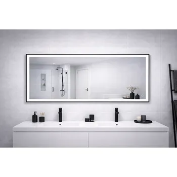 Zrcadlo LED zrcadlo NOIR 140x60 cm, černý matný rám, nastavitelná teplota světla + slevový kód