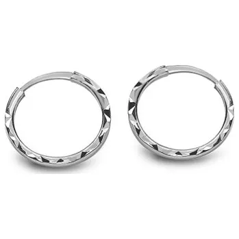 Náušnice Dívčí gravírované kroužky v bílém zlatě 1cm, 14K IZ20370A + dárkové balení LUXUS zdarma