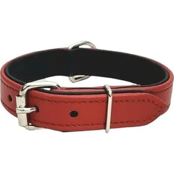Obojek pro psa Cobbys Pet Obojek z broušené pravé kůže červený podšitý pravou černou kůží 20mm/40cm