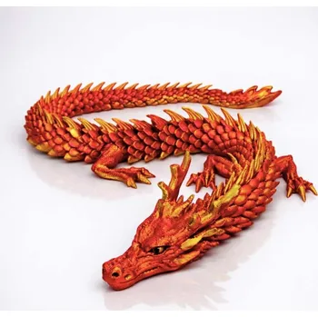Flexi 3D čínský drak z 3D tiskárny | Svíčkománie3D | Barva: Červeno-zlatá lesklá