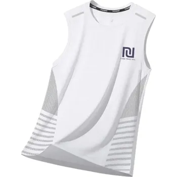 Pánské tílko Sportovní pánské tílko Polyesterový materiál Výstřih do O Jednobarevné provedení Znak na prsu Lehký střih Pro trénink bílá XL