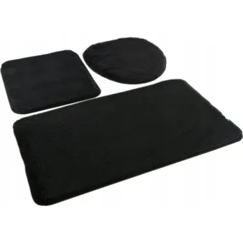 Koupelnová předložka KOUPELNOVÁ PŘEDLOŽKA Lombok Sada 3 Kusy Euromat Protiskluzová Měkká černá