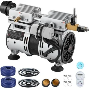 Technika k zahradnímu jezírku Provzdušňovače jezírek VEVOR, provzdušňovací systém 5,2 CFM pro jezera do 3 akrů, vzduchový kompresor 4/5 HP, 2 difuzéry a dvě závaží o délce 30,5 m, venkovní provzdušňovací čerpadlo pro jezírko s cirkulací kyslíku v hluboké vodě